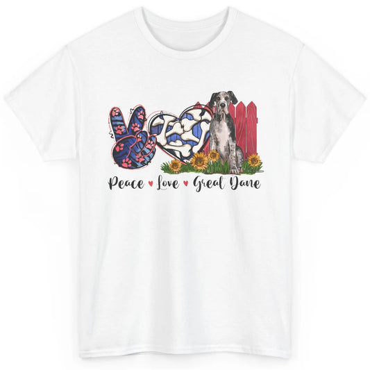 Peace Love Great Dane Sunflower Dog Mom Western Dog Mama Classic Unisex T-Shirt