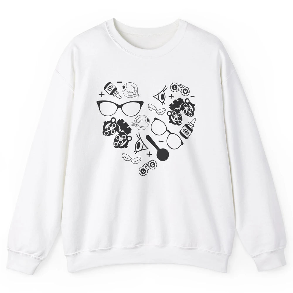 Optometry Ophthalmic Technician Symbols Heart Optician Life Unisex Crewneck Sweatshirt
