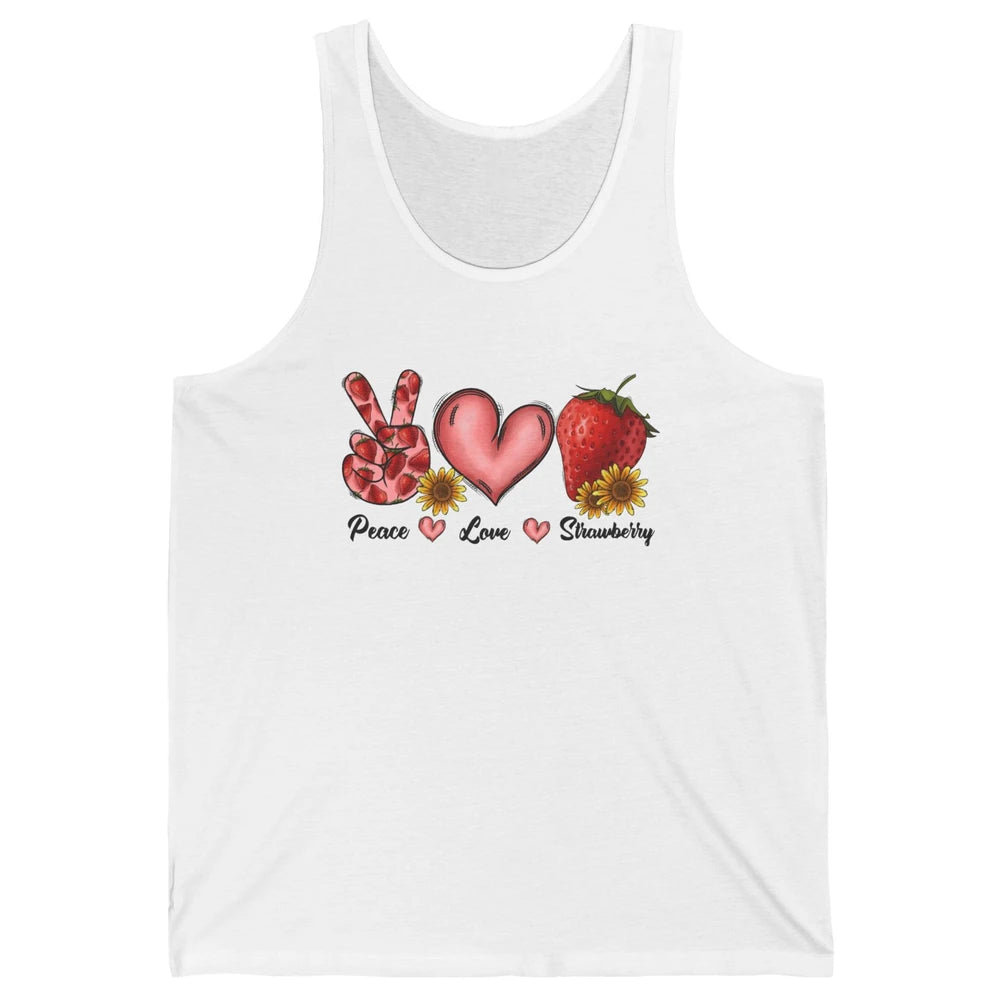 Peace Love Strawberry Strawberries Lover Strawberry Festival Unisex Jersey Tank