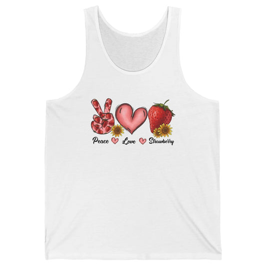 Peace Love Strawberry Strawberries Lover Strawberry Festival Unisex Jersey Tank
