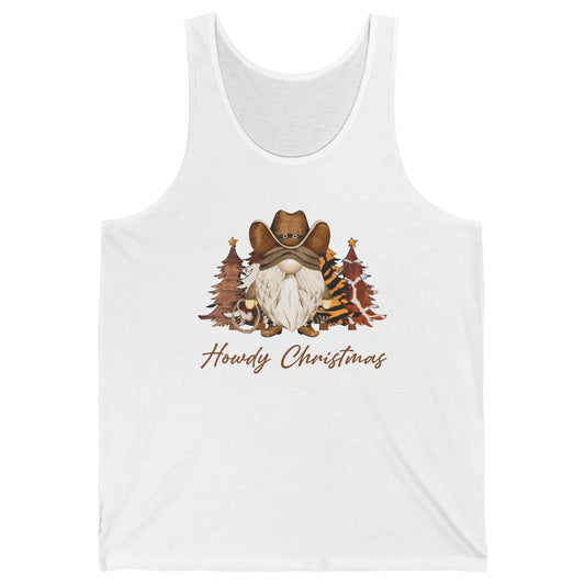 Retro Leopard Cowboy Gnome Howdy Christmas Western Holiday Unisex Jersey Tank