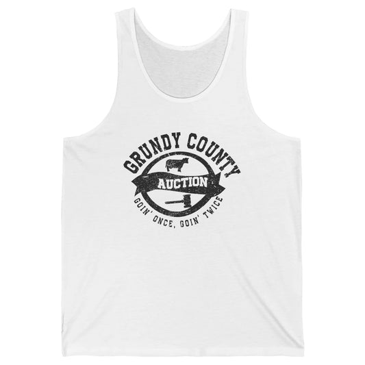Retro Bull Skull Grundy County Auction Western Country Farm Unisex Jersey Tank