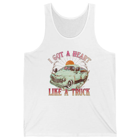 Retro Desert Sunset Truck I Got A Heart Like A Truck Western Unisex Jersey Tank