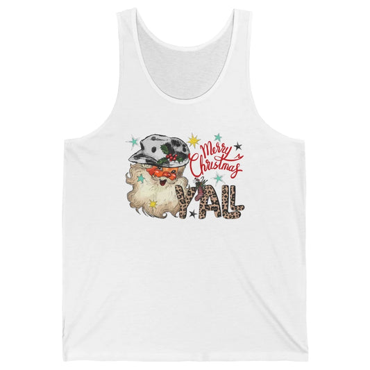 Santa Claus Merry Christmas Y'all Western Country Cowboy Unisex Jersey Tank