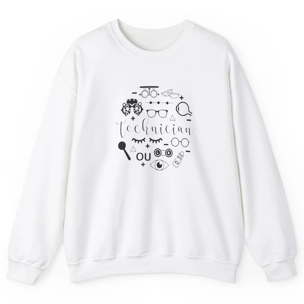 Optometry Symbols Eyeglasses Optician Optometrist Technician Unisex Crewneck Sweatshirt