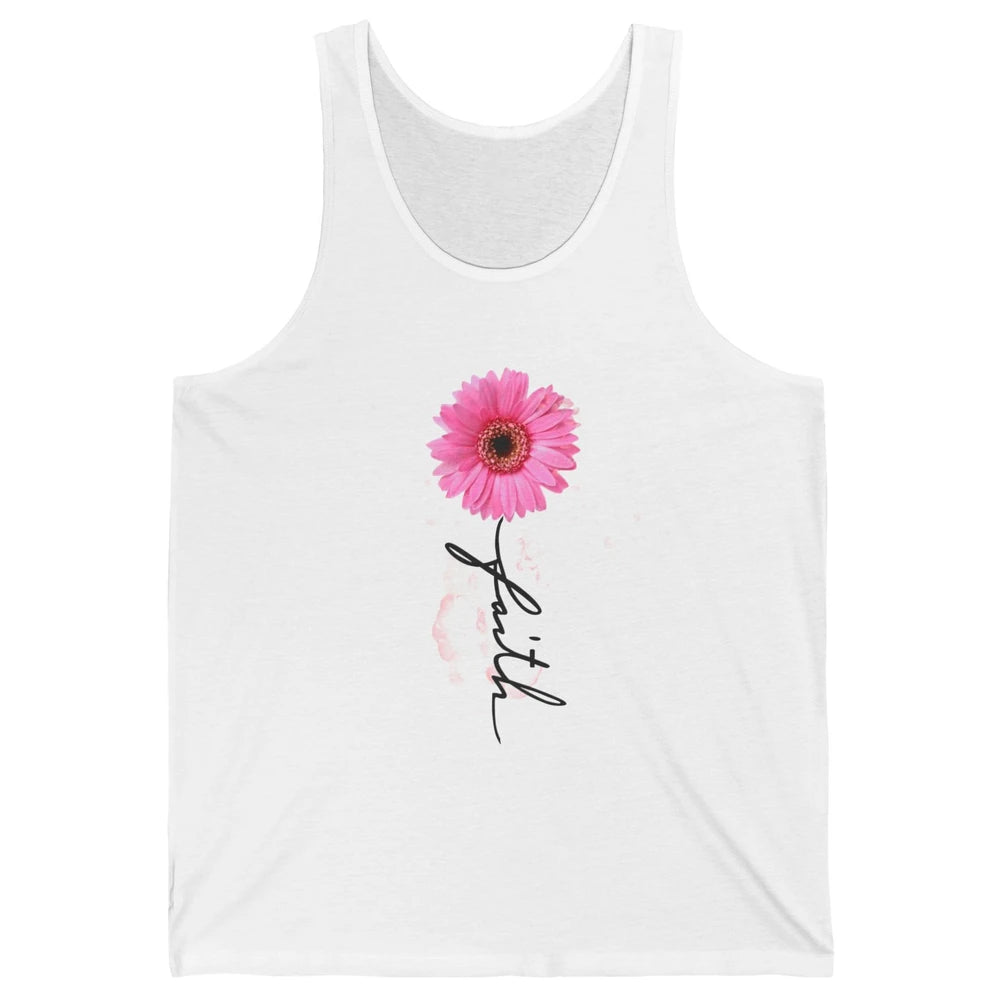 Pink Daisy Faith Cross Christian Religious God Lovers Gift Unisex Jersey Tank