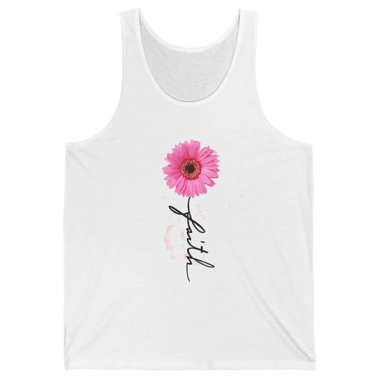 Pink Daisy Faith Cross Christian Religious God Lovers Gift Unisex Jersey Tank