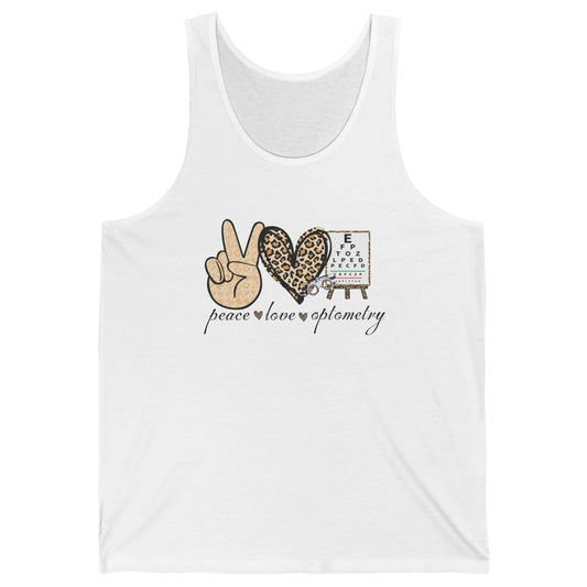 Peace Love Optometry Leopard Optometrist Optician Life Gift Unisex Jersey Tank