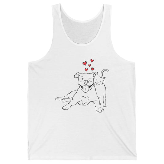 Pittie And Kitty Cute Pitbull Cats And Dogs Lovers Gift Unisex Jersey Tank