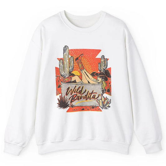 Retro Desert Cactus Cowgirl Wild Bandita Western Country Unisex Crewneck Sweatshirt