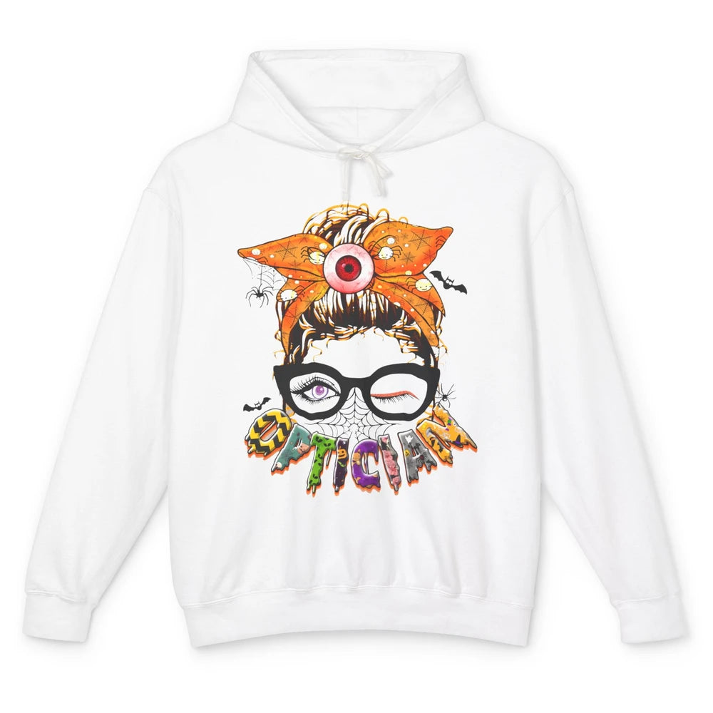 Optician Halloween Women Messy Bun Optometrist Ophthalmic Unisex Lightweight Hoodie