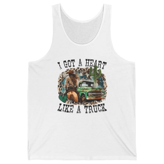 Leopard Cowgirl I Got A Heart Like A Truck Western Country Unisex Jersey Tank