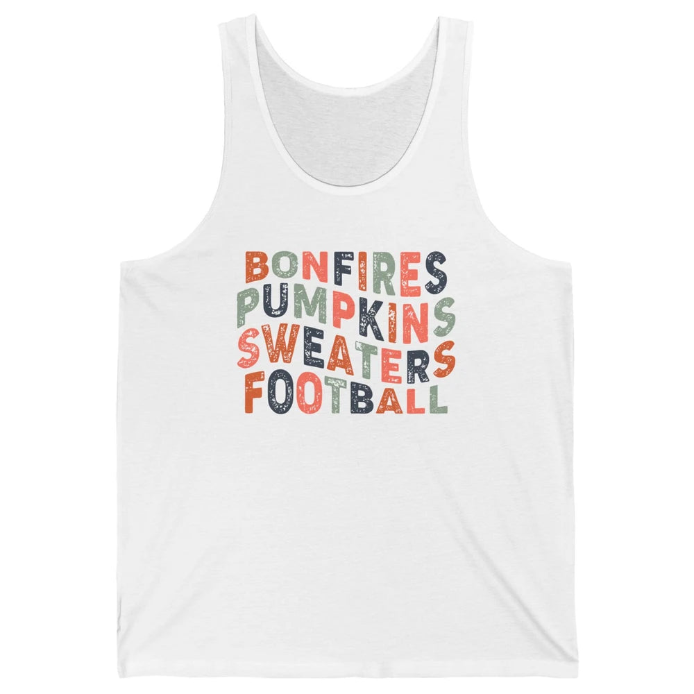 Retro Fall Bonfires Pumpkins Swaeaters Football Thanksgiving Unisex Jersey Tank
