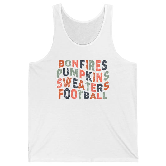 Retro Fall Bonfires Pumpkins Swaeaters Football Thanksgiving Unisex Jersey Tank
