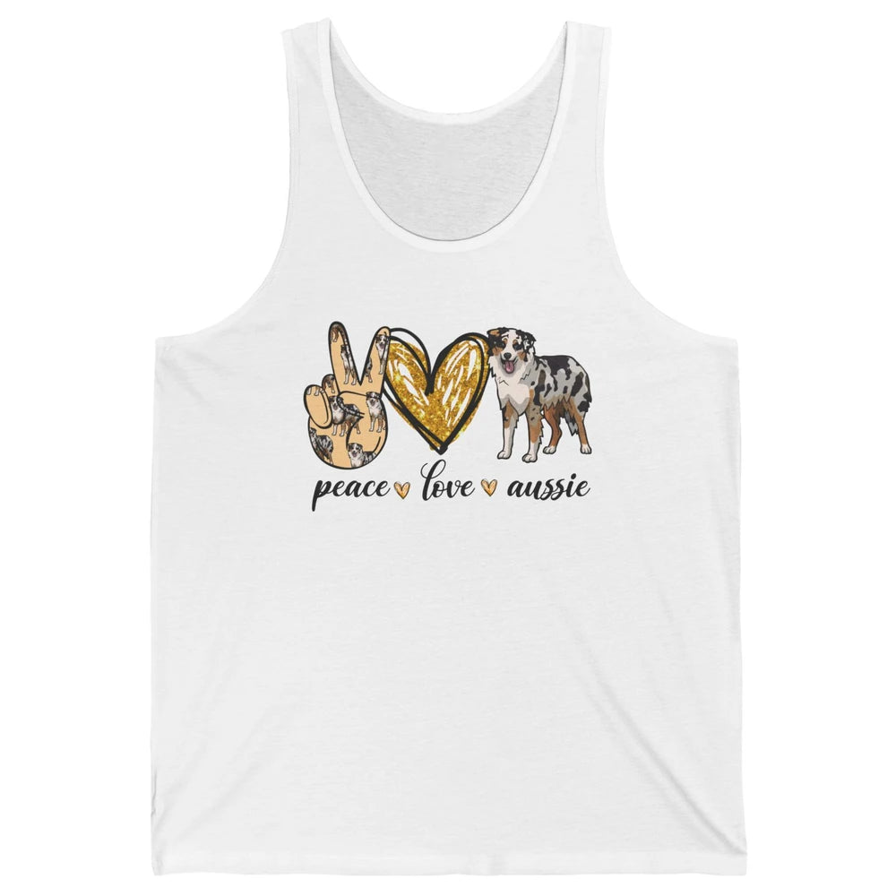 Peace Love Aussie Dog Lovers Australian Shepherd Dad Mom Unisex Jersey Tank