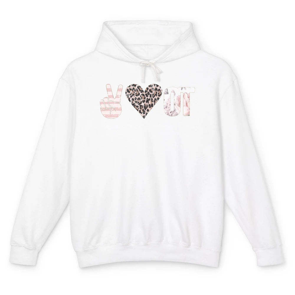 Retro Occupational Therapist Peace Love Occupational Therapy Unisex Lightweight Hoodie
