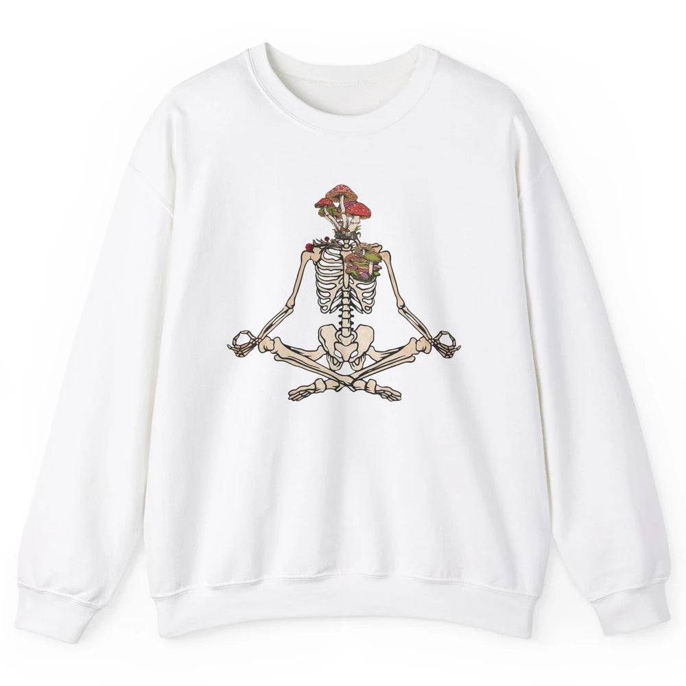 Vintage Skeleton Rib Mushroom Yoga Plants Lover Gardening Unisex Crewneck Sweatshirt