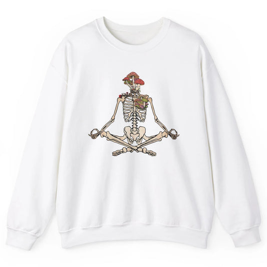 Vintage Skeleton Rib Mushroom Yoga Plants Lover Gardening Unisex Crewneck Sweatshirt