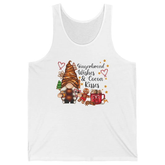 Retro Christmas Gnome Gingerbread Wishes and Cocoa Kisses Unisex Jersey Tank
