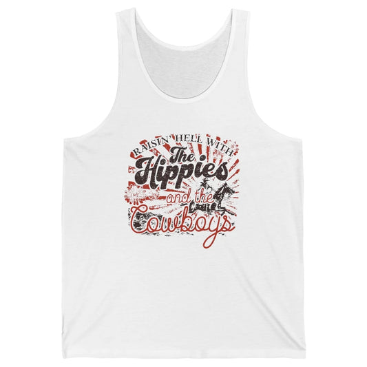 Retro Raisin' Hell With The Hippies And The Cowboys Country Unisex Jersey Tank