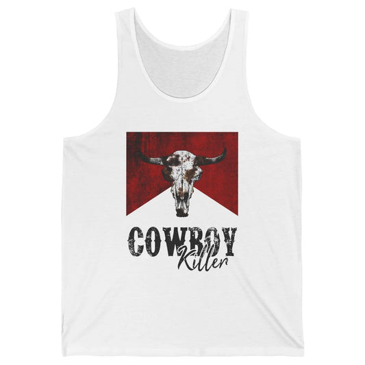 Retro Cow Skull Cowboy Killer Western Country Cowgirl Gift Unisex Jersey Tank
