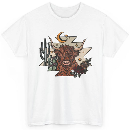 Retro Desert Cactus Highland Cow Western Country Cow Spirit Classic Unisex T-Shirt