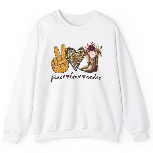 Retro Peace Love Rodeo Cowboy Boots Western Country Cowgirl Unisex Crewneck Sweatshirt