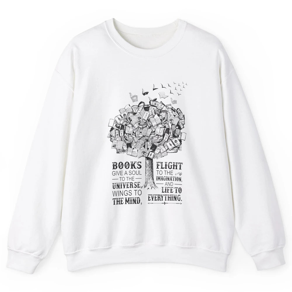 Retro Book Lovers Book Gives A Soul Reading Tree Bookworm Unisex Crewneck Sweatshirt