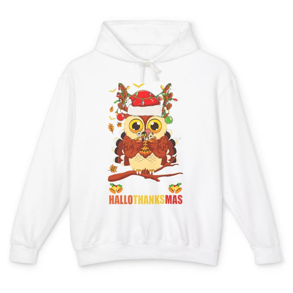 Owl Halloween Owl Thanksgiving Owl Christmas Owl Lovers Gift Unisex Lightweight Hoodie