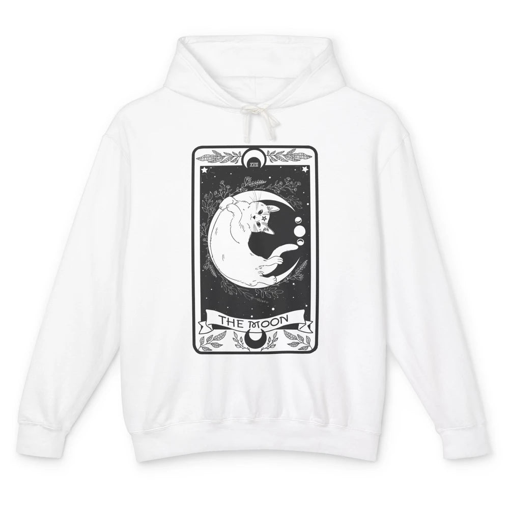 Retro Halloween Gothic Cat The Moon Tarot Card Witchcraft Unisex Lightweight Hoodie
