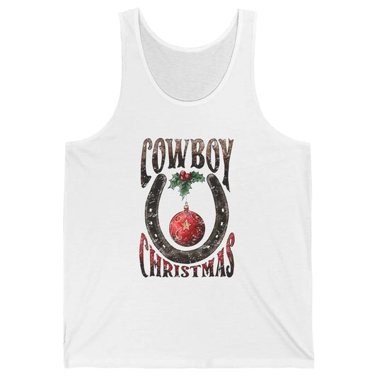 Christmas Cowboy Horseshoe Xmas Balls Western Christmas Unisex Jersey Tank
