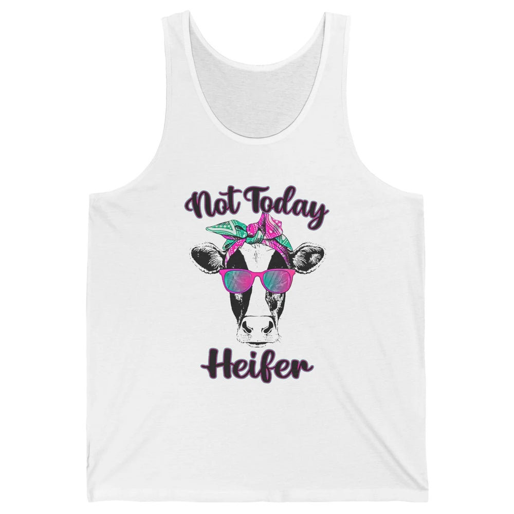 Not Today Heifer Funny Cow With Glasses Bandana Heifer Lover Unisex Jersey Tank