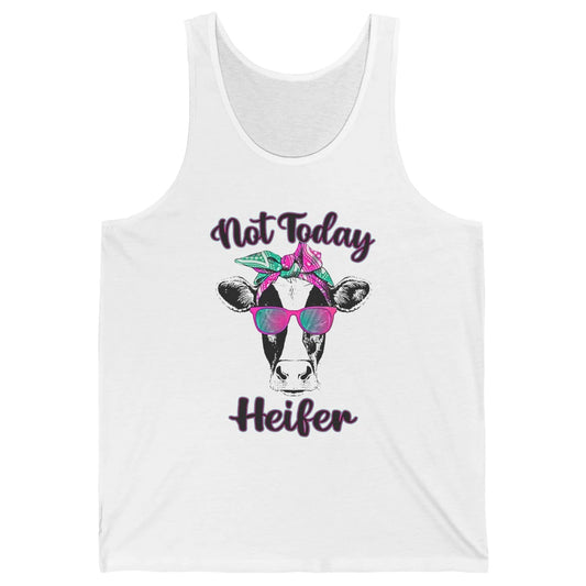 Not Today Heifer Funny Cow With Glasses Bandana Heifer Lover Unisex Jersey Tank