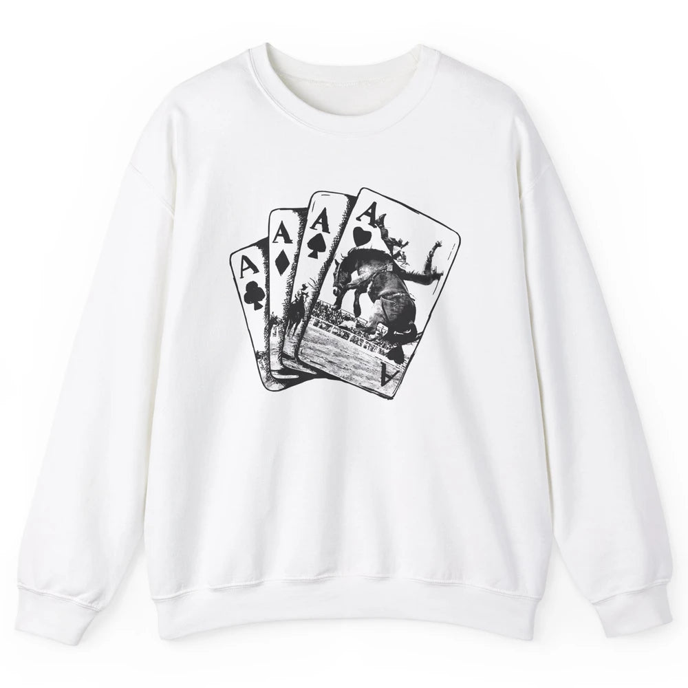 Punchy Cowboy Horsing Playing Cards Western Cowboy Rodeo Unisex Crewneck Sweatshirt
