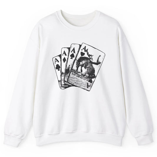 Punchy Cowboy Horsing Playing Cards Western Cowboy Rodeo Unisex Crewneck Sweatshirt