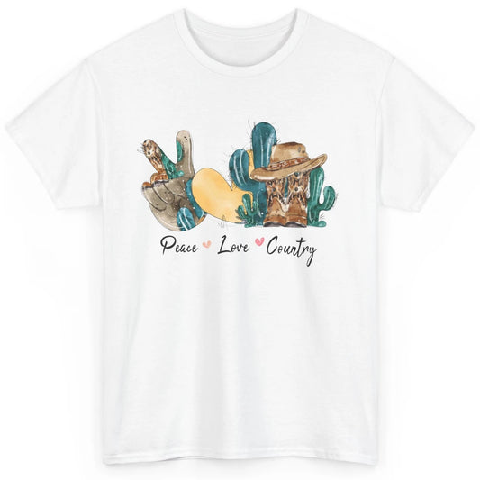 Retro Cactus Peace Love Country Cowgirl Hat Midwest Girl Classic Unisex T-Shirt