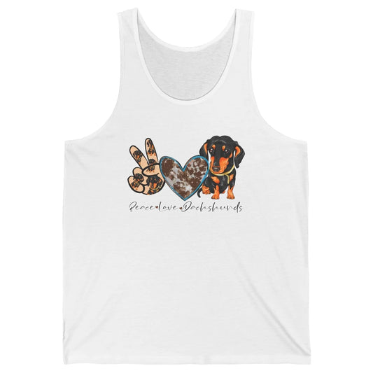 Peace Love Dachshund Dog Mom Dachshund Lovers Wiener Mom Unisex Jersey Tank