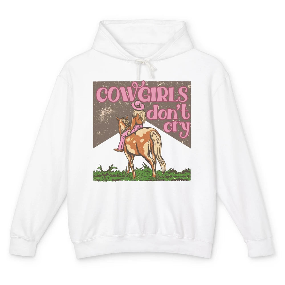 Retro Cowgirls Don't Cry Pink Horseback Rider Western Cowboy Unisex Lightweight Hoodie