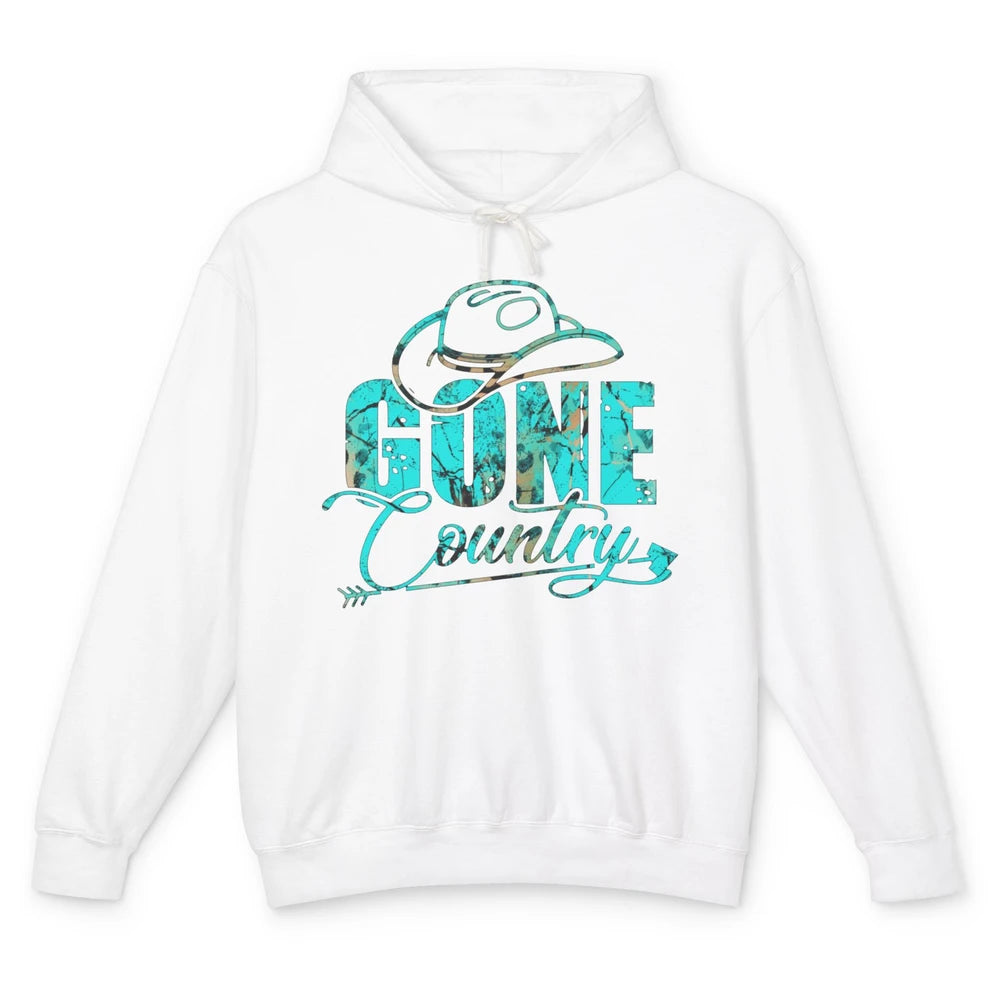 Retro Cowboy Hat Gone Country Western Country Cowgirl Gift Unisex Lightweight Hoodie
