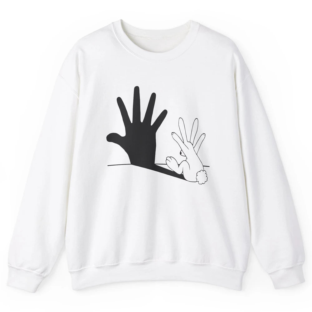 Rabbit Hand Shadow Funny Life Jokes Funny Rabbit Bunny Lover Unisex Crewneck Sweatshirt