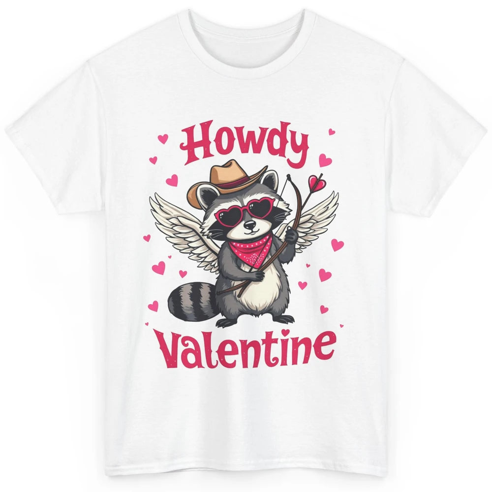 Howdy Valentine Cowboy Hat Cupid Raccoon Funny Opossum Love Heart Cute Western Possum Rodeo Classic Unisex T-Shirt