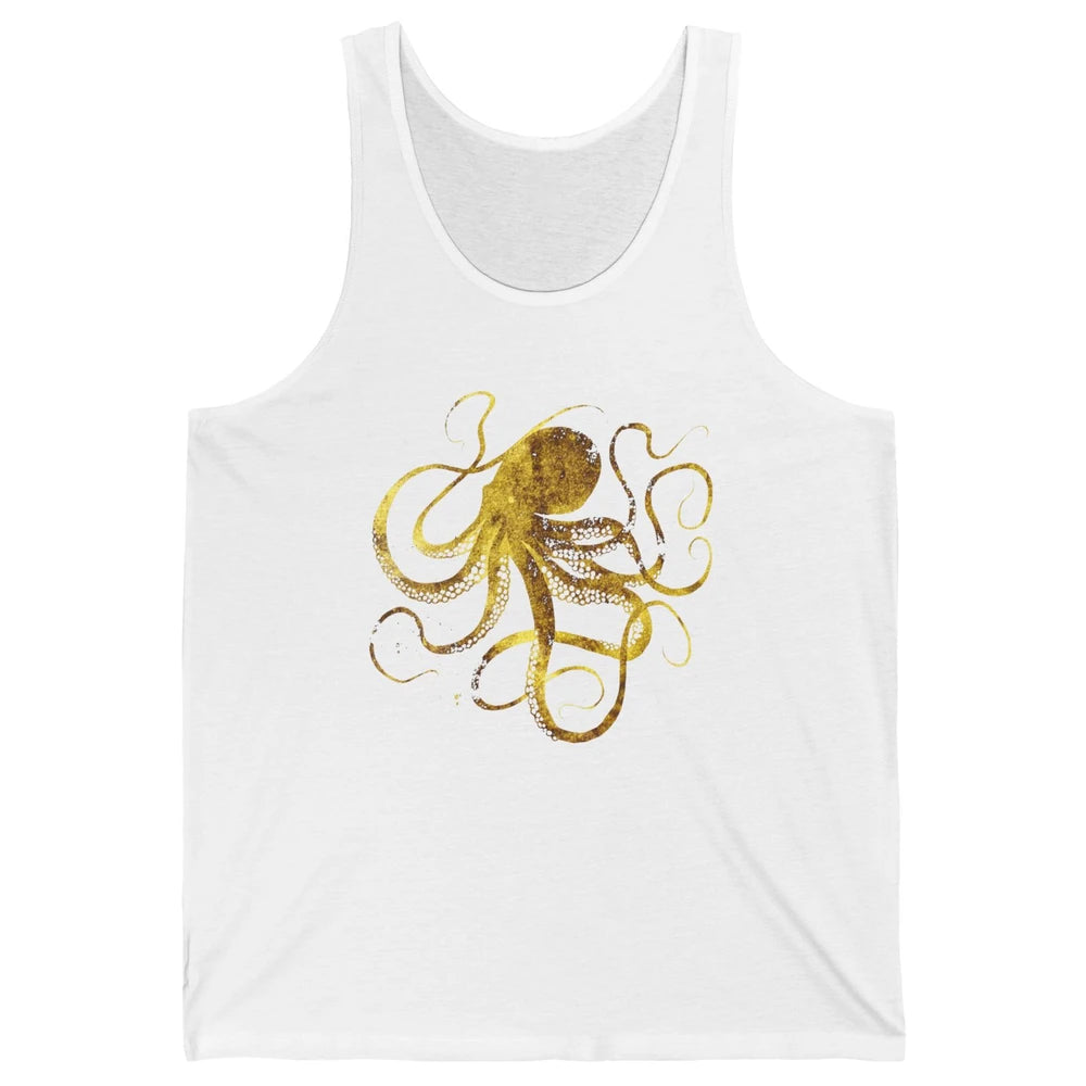 Octopus Japanese Calligraphy Gyotaku Traditional Art Print Unisex Jersey Tank