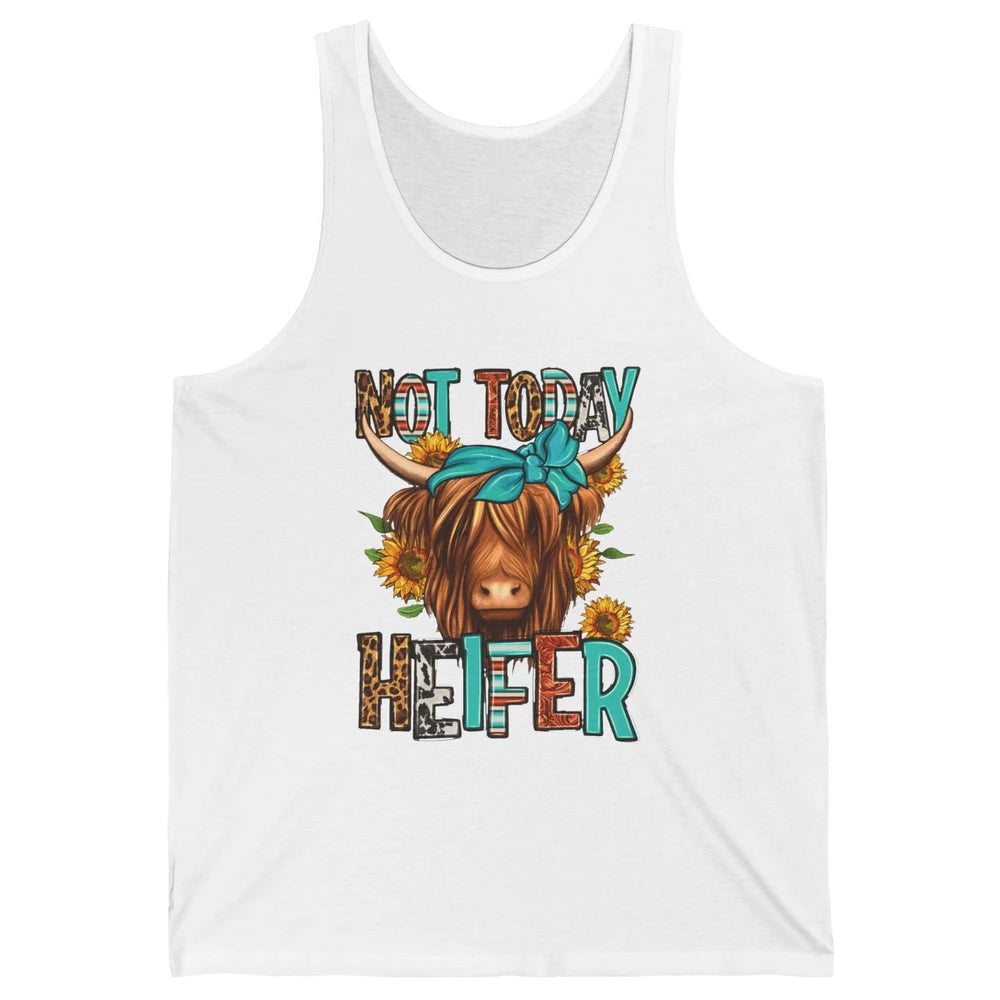 Leopard Highland Cow Bandana Not Today Heifer Western Animal Unisex Jersey Tank