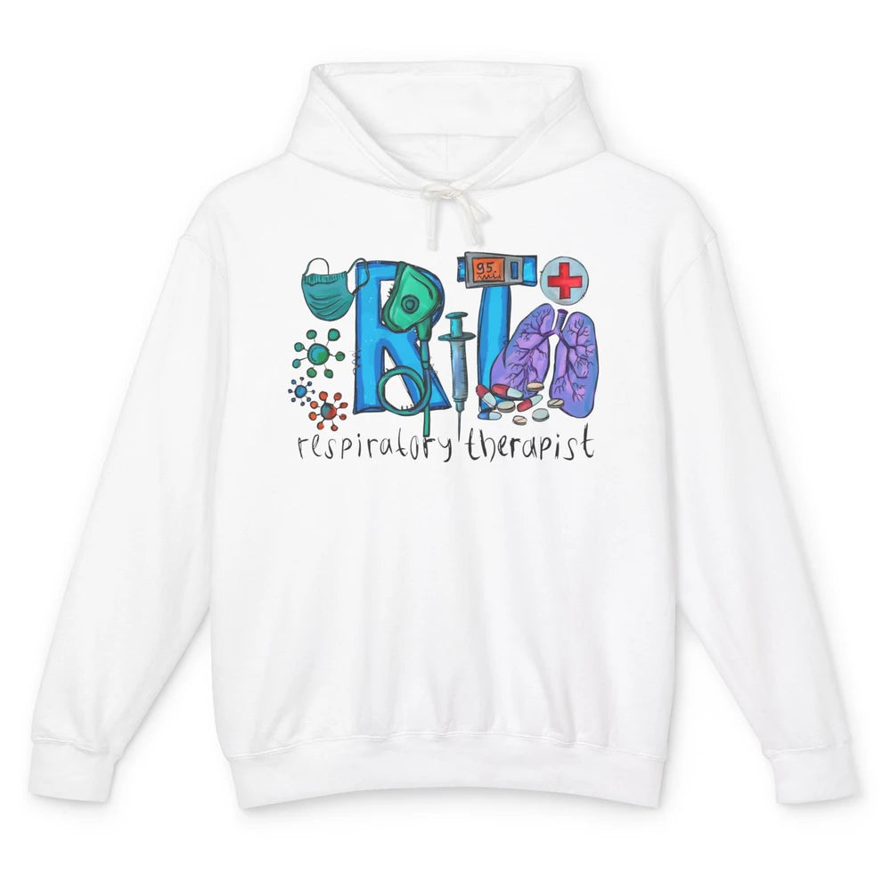 Respiratory Therapist Western Respiratory Therapy Hand Drawn Unisex Lightweight Hoodie