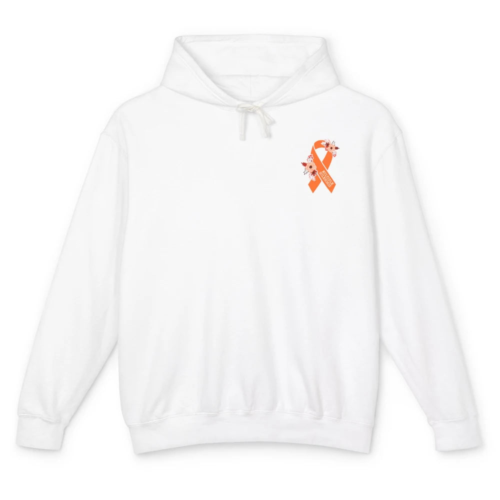 Multiple Sclerosis Awareness Floral Orange Ribbon Rainbow Unisex Lightweight Hoodie