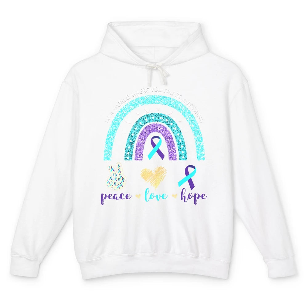 Peace Hope Love Rainbow Suicide Prevention Awareness Month Unisex Lightweight Hoodie