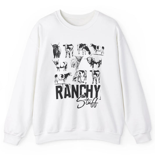 Retro Highland Cow Heifer Ranchy Stuff Western Country Gift Unisex Crewneck Sweatshirt