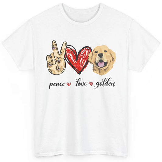 Peace Love Golden Dog Lover Golden Retriever Dad Mom Gift Classic Unisex T-Shirt