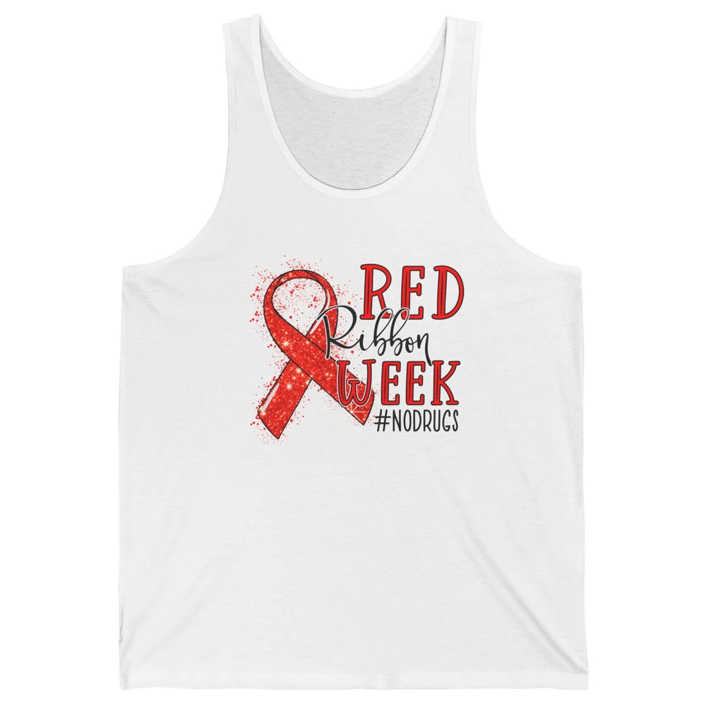 October Red Ribbon Week Awareness No Drugs Drug Free Unisex Jersey Tank