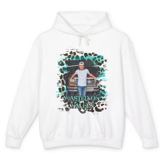 Retro Leopard Wasted On Wallen Turquoise Western Country Unisex Lightweight Hoodie